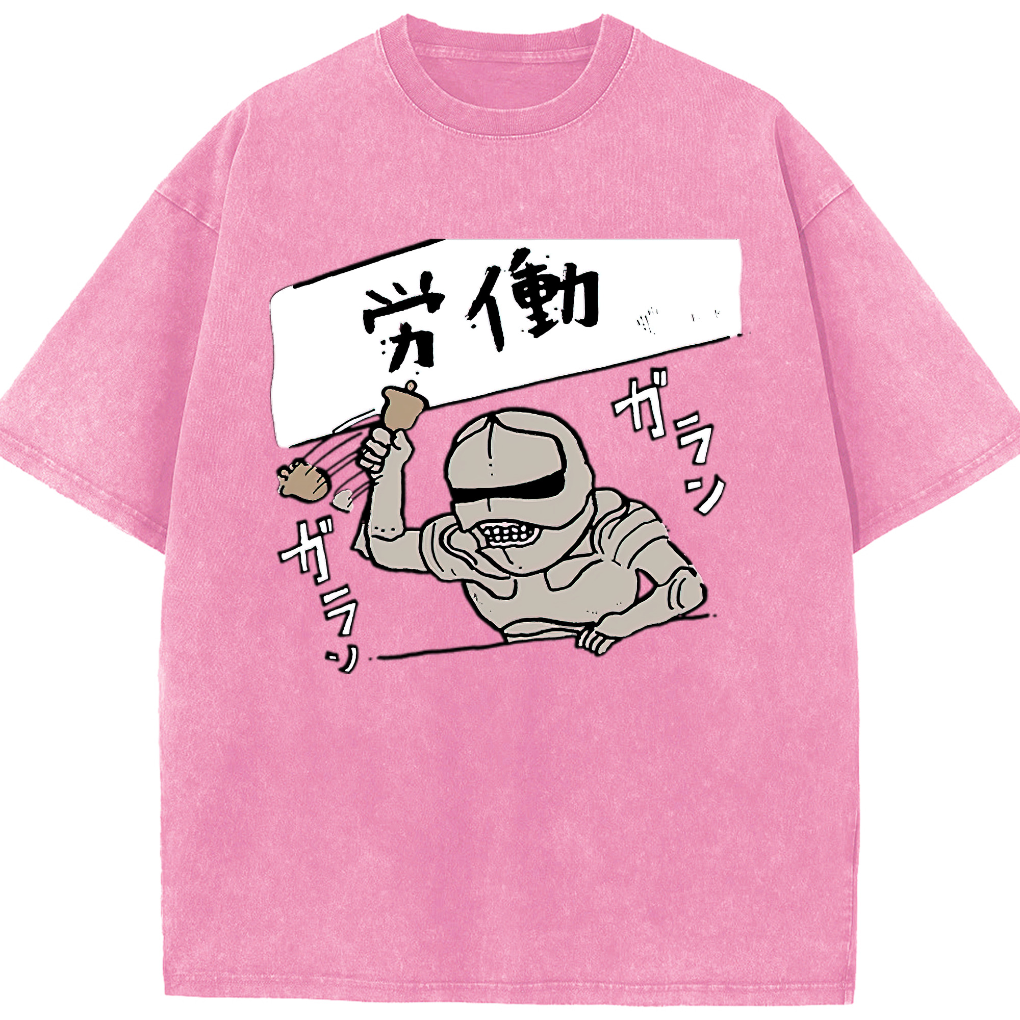 （画像用） ちいかわ 労働の鎧さん Chii-kawa Mr. Armor of Labor 綿100% ヴィンテージ風 半袖Tシャツ（フロントプリント）